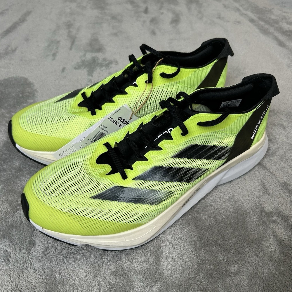 Adidas Adizero Boston 12 running shoe in the "Lucid Lemon Black" Men's Size 9.5 - Picture 10 of 16